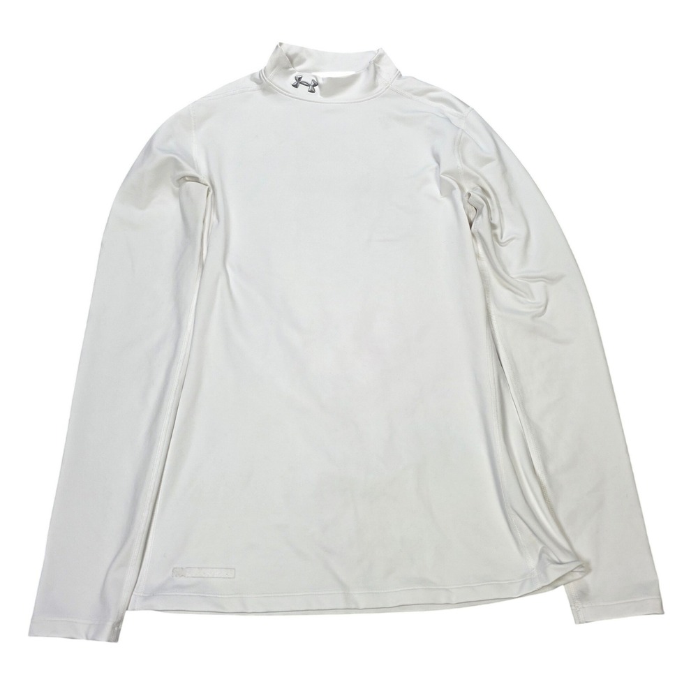 Under Armour ColdGear Fitted Long Sleeve Mock Top Women's Size M White Stretch
